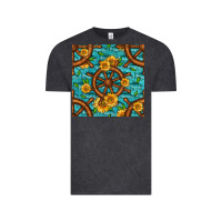 Vintage Black Lake Boat Rudder And Sunflowers Seamless Pattern Vintage Tee - BundleAndBundleShop