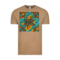 Vintage Coffee Lake Boat Rudder And Sunflowers Seamless Pattern Vintage Tee - BundleAndBundleShop