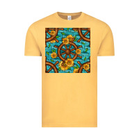 Vintage Mustard Lake Boat Rudder And Sunflowers Seamless Pattern Vintage Tee - BundleAndBundleShop