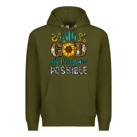 Army Green with god all things are possible Premium Hoodie - OliviaCreatesArt