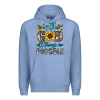 Colony Blue with god all things are possible Premium Hoodie - OliviaCreatesArt