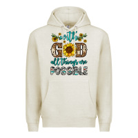 Oatmeal Heather with god all things are possible Premium Hoodie - OliviaCreatesArt