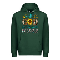 Sports Green with god all things are possible Premium Hoodie - OliviaCreatesArt