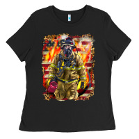 Black Firefighter Fire And American Ladies Tee - LillyAllenDesigns