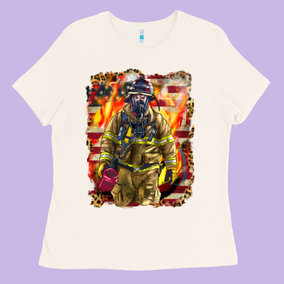 Firefighter Fire And American Ladies Tee Designed By Lillyallendesigns