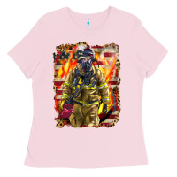 Bubblegum Pink Firefighter Fire And American Ladies Tee - LillyAllenDesigns