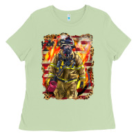 Matcha Firefighter Fire And American Ladies Tee - LillyAllenDesigns