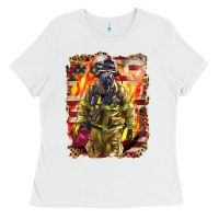 White Firefighter Fire And American Ladies Tee - LillyAllenDesigns