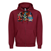 Burgundy i love usa gnomes 4th of july Zipper Hoodie - CowGirlArtShop