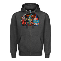 Charcoal Heather i love usa gnomes 4th of july Zipper Hoodie - CowGirlArtShop