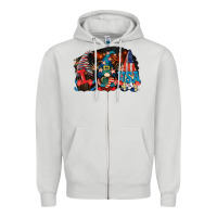 Dove Grey i love usa gnomes 4th of july Zipper Hoodie - CowGirlArtShop