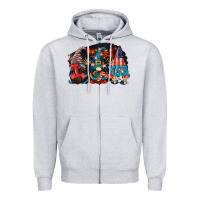 Heather Grey i love usa gnomes 4th of july Zipper Hoodie - CowGirlArtShop