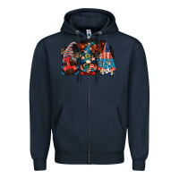 Navy i love usa gnomes 4th of july Zipper Hoodie - CowGirlArtShop