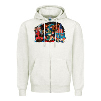 Oatmeal Heather i love usa gnomes 4th of july Zipper Hoodie - CowGirlArtShop