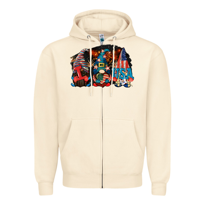 I Love Usa Gnomes 4th Of July Zipper Hoodie by CowGirlArtShop | Teevron
