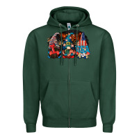 Sports Green i love usa gnomes 4th of july Zipper Hoodie - CowGirlArtShop