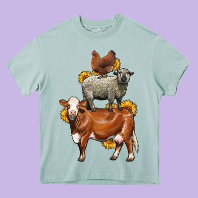 Farm Animals Stack Heavy Core Tee Designed By Lillyallendesigns