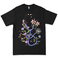 Black floral stethoscope Premium Tee - MaliasSmallBusiness