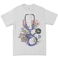 Dove Grey floral stethoscope Premium Tee - MaliasSmallBusiness