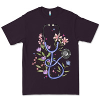 Plum floral stethoscope Premium Tee - MaliasSmallBusiness