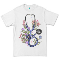 White floral stethoscope Premium Tee - MaliasSmallBusiness