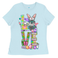 Baby Blue love easter nurse Ladies Tee - NancyCooperArtShop