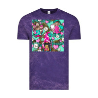 Cloud Purple Hairdresser Gnomes With Hearts And Pearls With Leopard Vintage Tee - BundleAndBundleShop