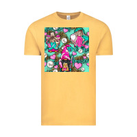 Vintage Mustard Hairdresser Gnomes With Hearts And Pearls With Leopard Vintage Tee - BundleAndBundleShop