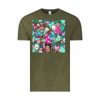 Vintage Olive Hairdresser Gnomes With Hearts And Pearls With Leopard Vintage Tee - BundleAndBundleShop
