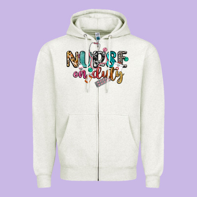 Nurse On Duty Zipper Hoodie Designed By Cowgirlartshop