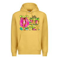 Antique Gold Hello Summer Donut Girl Premium Hoodie - CowCowDesign