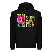 Black Hello Summer Donut Girl Premium Hoodie - CowCowDesign