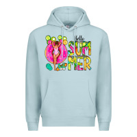 Blue Mist Hello Summer Donut Girl Premium Hoodie - CowCowDesign
