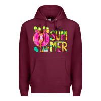 Burgundy Hello Summer Donut Girl Premium Hoodie - CowCowDesign