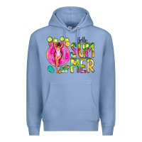 Colony Blue Hello Summer Donut Girl Premium Hoodie - CowCowDesign
