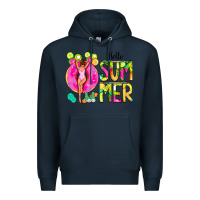 Navy Hello Summer Donut Girl Premium Hoodie - CowCowDesign