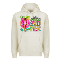 Oatmeal Heather Hello Summer Donut Girl Premium Hoodie - CowCowDesign