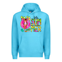Ocean Blue Hello Summer Donut Girl Premium Hoodie - CowCowDesign