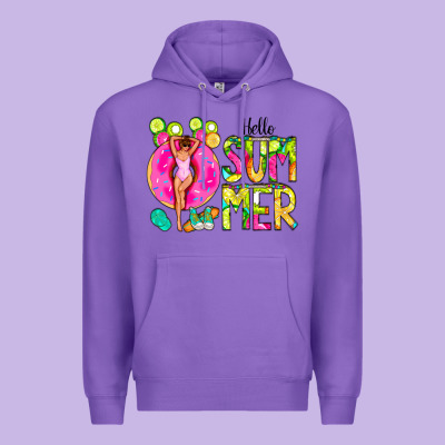 Hello Summer Donut Girl Premium Hoodie Designed By Cowcowdesign