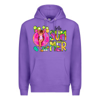 Purple Hello Summer Donut Girl Premium Hoodie - CowCowDesign