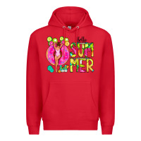 Red Hello Summer Donut Girl Premium Hoodie - CowCowDesign