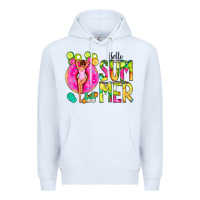 White Hello Summer Donut Girl Premium Hoodie - CowCowDesign