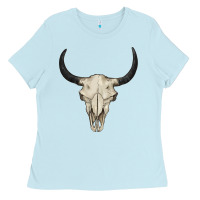 Baby Blue bull skull Ladies Tee - BarkalooDesign