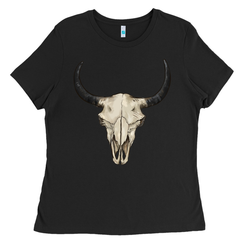 Bull Skull Ladies Tee by BarkalooDesign | Teevron