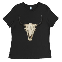 Black bull skull Ladies Tee - BarkalooDesign