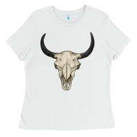 White bull skull Ladies Tee - BarkalooDesign