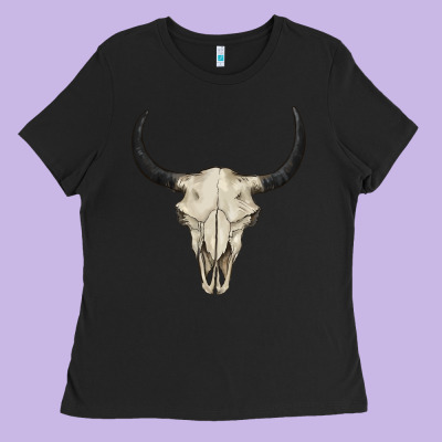 Bull Skull Ladies Tee Designed By Barkaloodesign