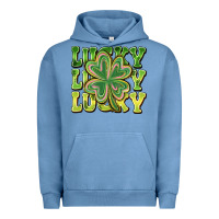 Pigment Pebble Blue Lucky Clover Urban Hoodie - CowhideDigitalArt