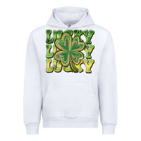 White Lucky Clover Urban Hoodie - CowhideDigitalArt