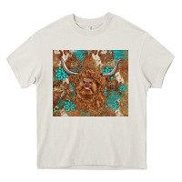 Cream highland cow turquoise gemstones western patterns Heavy Core Tee - BarkalooDesign